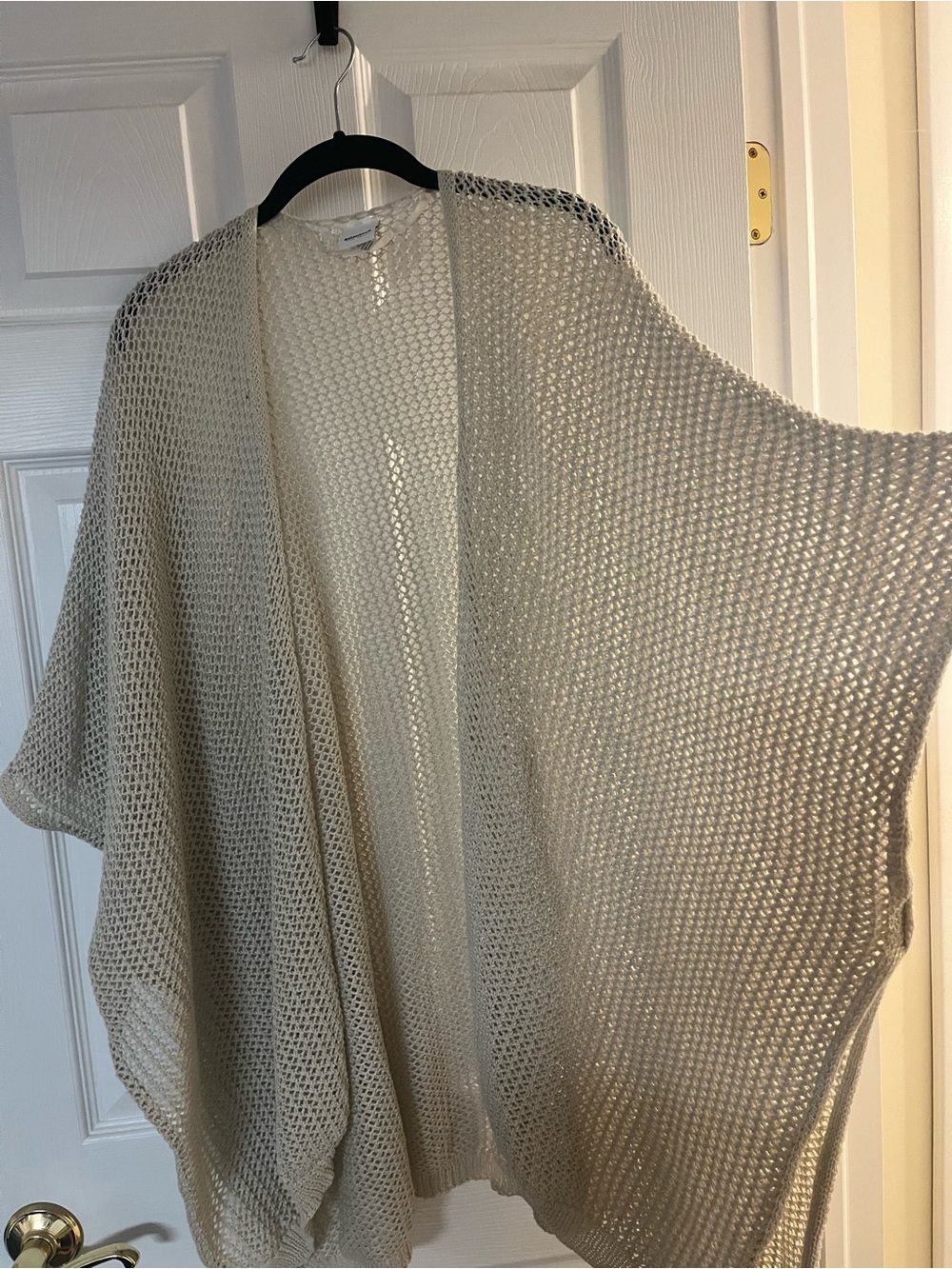 Sonoma Open-Knit Beige Draped Cardigan